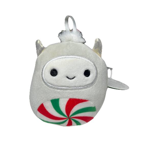 Squishmallow Nissa Yeti Peppermint Swirl 4" Plush Christmas Ornament Gray HTF - Picture 6 of 9